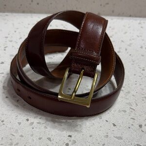 Trafalgar‎ Cortina Brown Leather Belt with Brass Gold Buckle SZ 40 cognac GUC